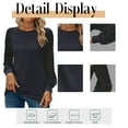 thumbnail image 5 of Mengpipi Women's Long Sleeve Blouse Lace Waffle Knit Loose Casual Tops, Navy Blue-XXL(US 20-22), 5 of 7