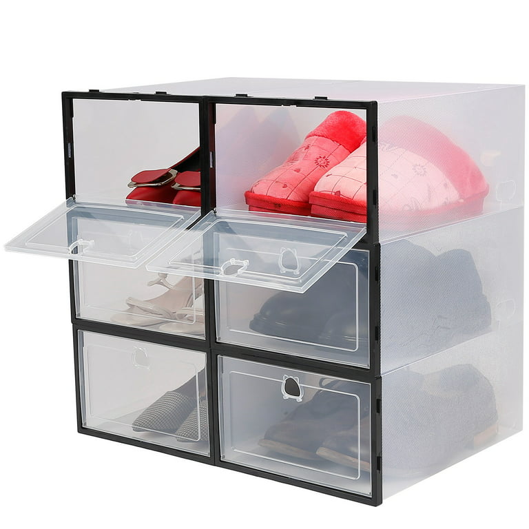 6Pcs Collapsible Shoe Box Storage Container Sneaker Cases Stackable  Organizer