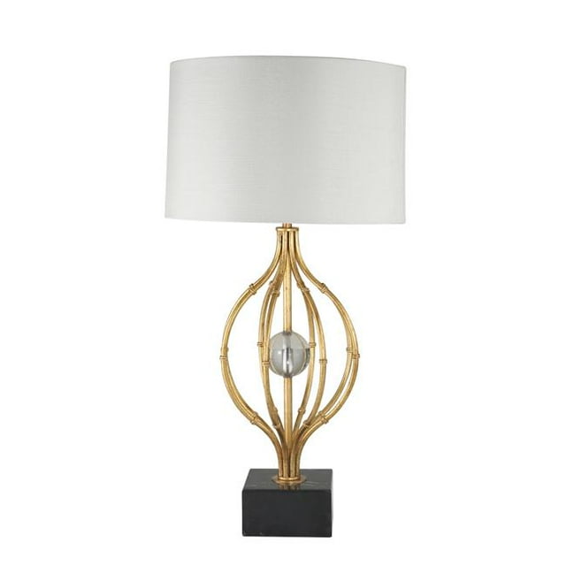 Benjara BM229462 Lampe de Table en Métal avec Base Ouverte Incurvée & Orb&44; Or