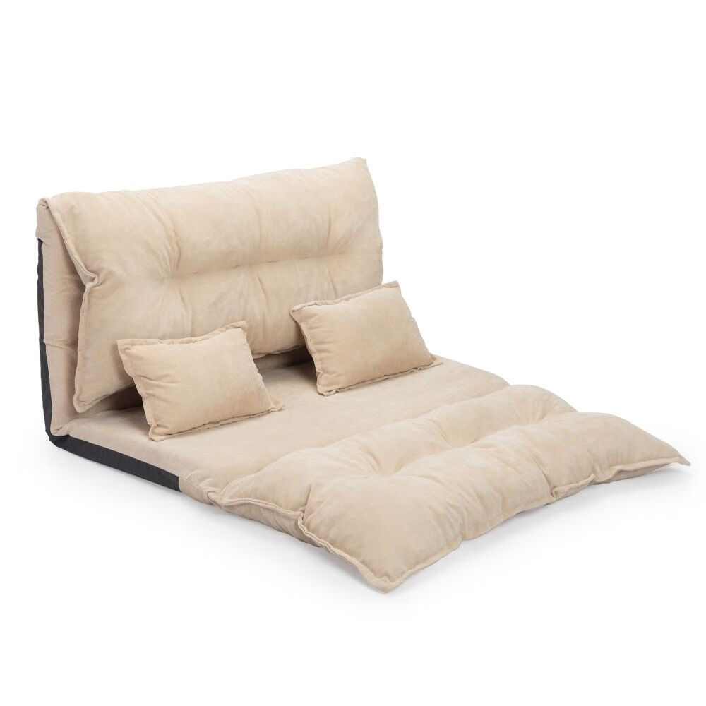 Adjustable Floor Sofa Bed, Folding Couch Chair with 2 Pillows, Chaise