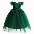 thumbnail image 3 of YWDJ Toddler Girls Net Yarn Sequin Mesh Bow Ruffles Birthday Party Gown Long Dresses Green 3T, 3 of 7