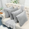 thumbnail image 2 of Home Soft Things Faux Fur Throw Pillow Cover 4 Piece Set-Grey - 20" x 20", 2 of 9