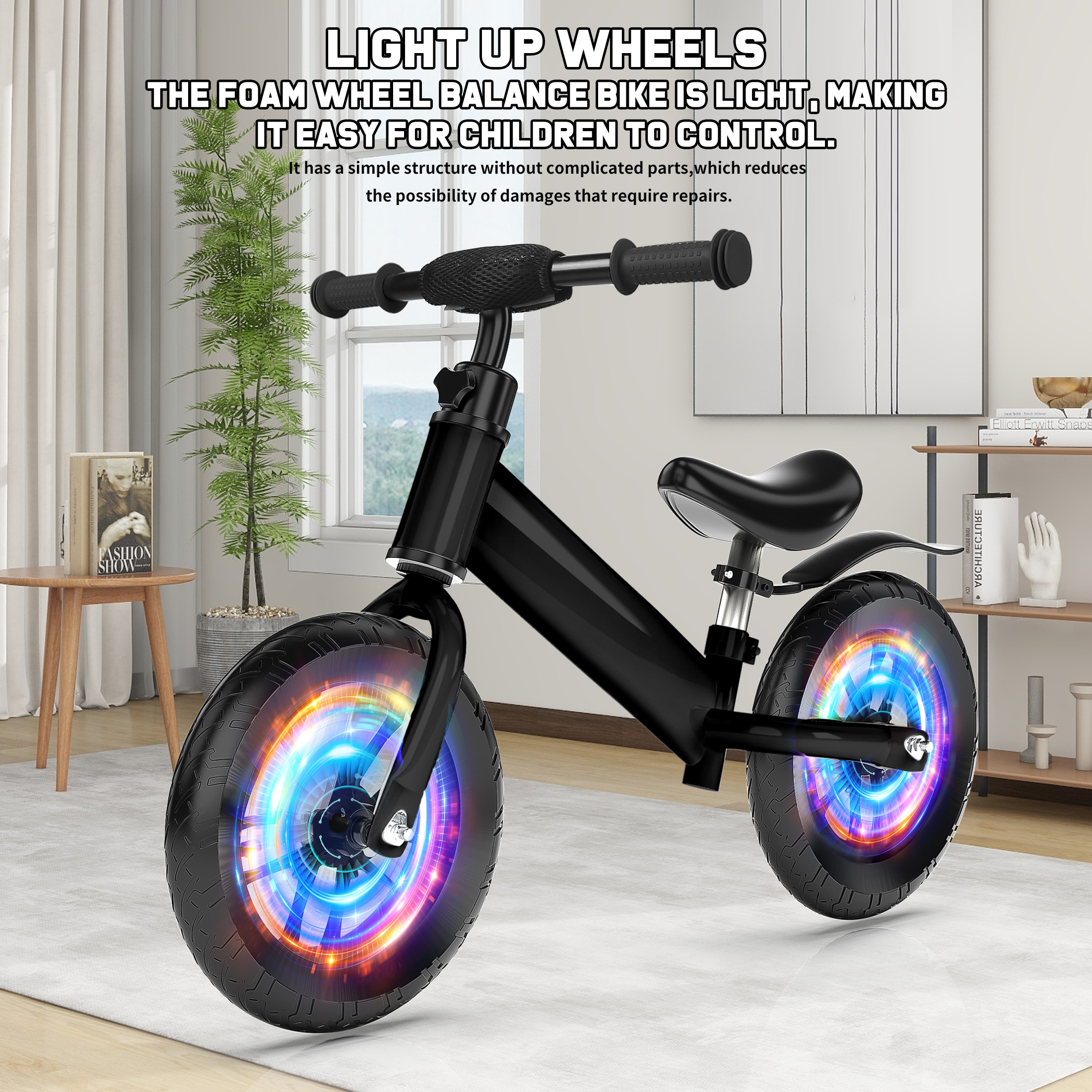 FAGINEY 12" Kids Balance Bike with Light-Up Wheels photo 5