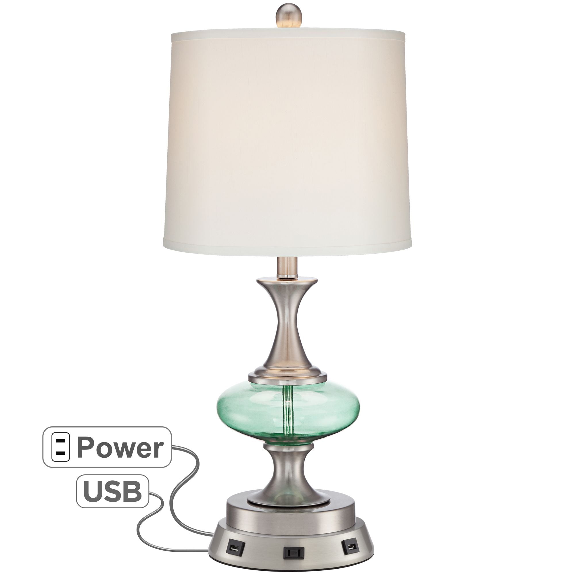 360 Lighting Modern Accent Table Lamp with USB and AC Power Outlet Workstation Charging Base ...