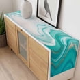 thumbnail image 4 of Teal Waves Abstract Table Runner - 120 Inch Long, Kitchen Dining Table Runner Dresser Scarves, Gradient Fluid Water Ripple Farmhouse Decor for Coffee Tables Wedding Party Banquet, 4 of 8