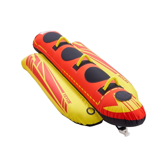 VEVOR Towable Tubes for Boating, 1-3 Riders Inflatable Boat Tubes and Towables, 510lbs Capacity Hot Dog Water Sport Tube for Boat to Pull - with Full Nylon Cover, Padded Handles & Speed Safety Valve