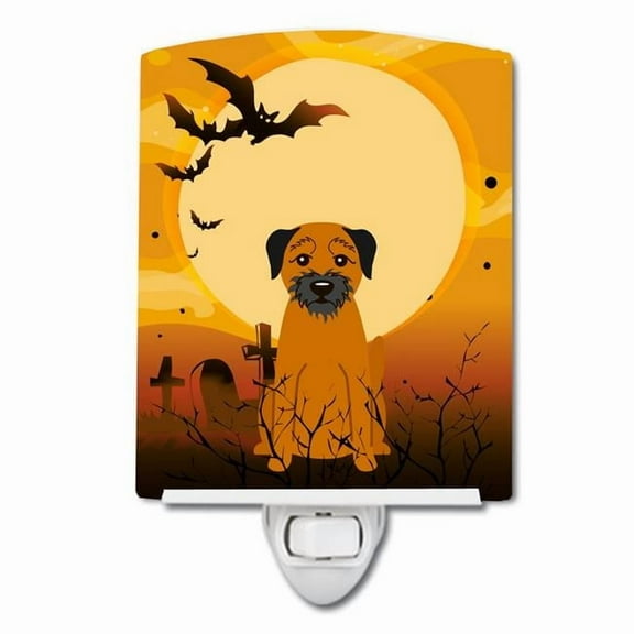 Caroline's Treasures BB4305CNL Halloween Border Terrier Ceramic Night Light, 6x4x3", multicolor