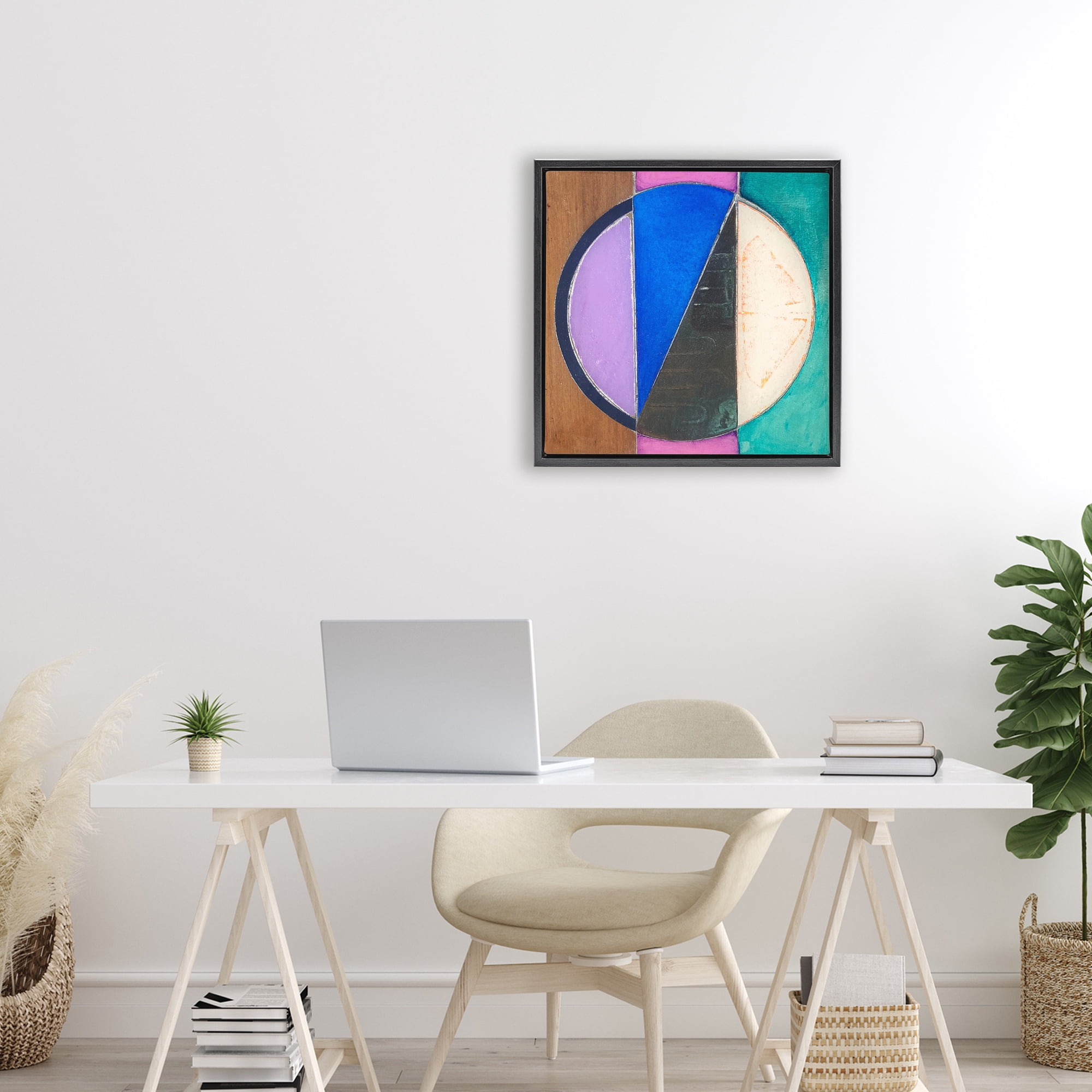 Stupell Industries Split Symmetry Circle Black Framed Floater Canvas Wall Art, design by Matthew Finger