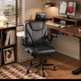 thumbnail image 4 of Pinmoco Ergonomic PU Leather Office Chair, High Back Executive Computer Desk Chair with Double-Layer Cushion, Swivel Gaming Chair with Wheels and Flip-Up Armrests, Black, 4 of 12