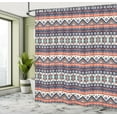 thumbnail image 4 of Ambesonne Aztec Shower Curtain, Oriental Zigzags and Lines, 69"Wx75"L, Salmon Night Blue Tan, 4 of 4