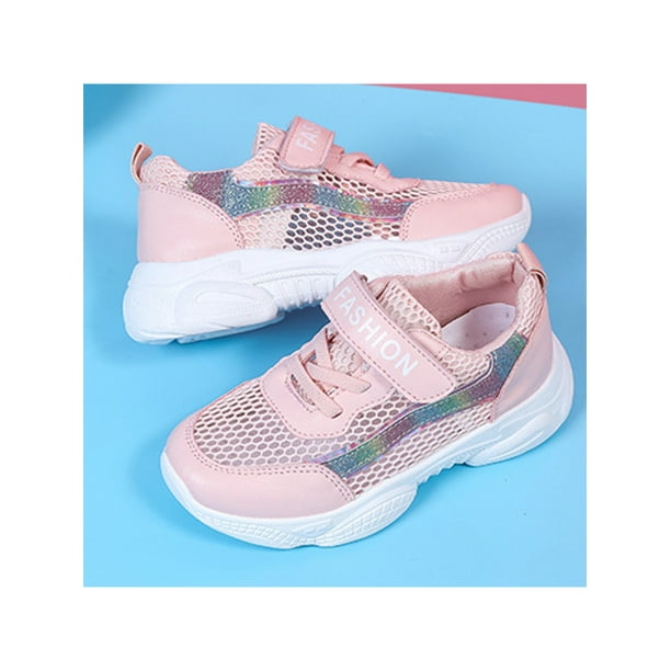 Woobling Kids Sneakers Round Toe Trainers Low Top Athletic Shock-absorbing  Running Shoes Tennis Walking Shoe Pink 11.5c