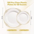 thumbnail image 3 of Daluvenix 100 Pcs Gold Plastic Plates for 50 Guests, White and Gold Disposable Plates, Vintage Disposable Dinnerware for Party, Wedding and Graduation, 3 of 10