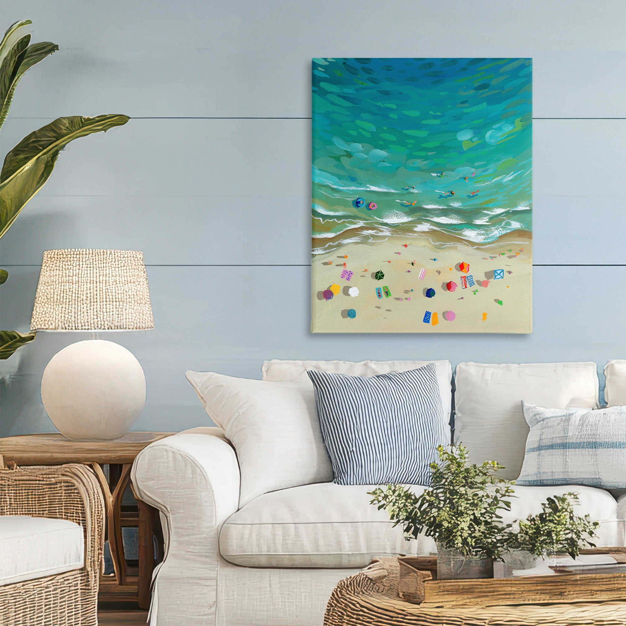 Stupell Industries Aerial Beachside with Umbrellas Canvas Wall Art, design by Brook Page