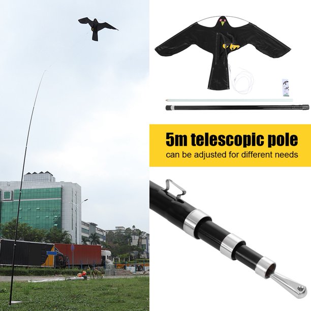 OTVIAP Bird Scarer Flying Hawk Kite,Extendable Bird Repeller Scarer