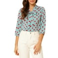 thumbnail image 1 of INSPIRE CHIC Blouse pour Femme à Imprimé, Poignets Élastiques, Col Noué, L Bleu Lac, 1 of 8