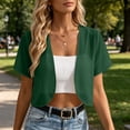 thumbnail image 2 of Women Shrug Chiffon Cardigans Open Front Short Sleeve Bolero for Evening Dressy Green L(L), 2 of 9