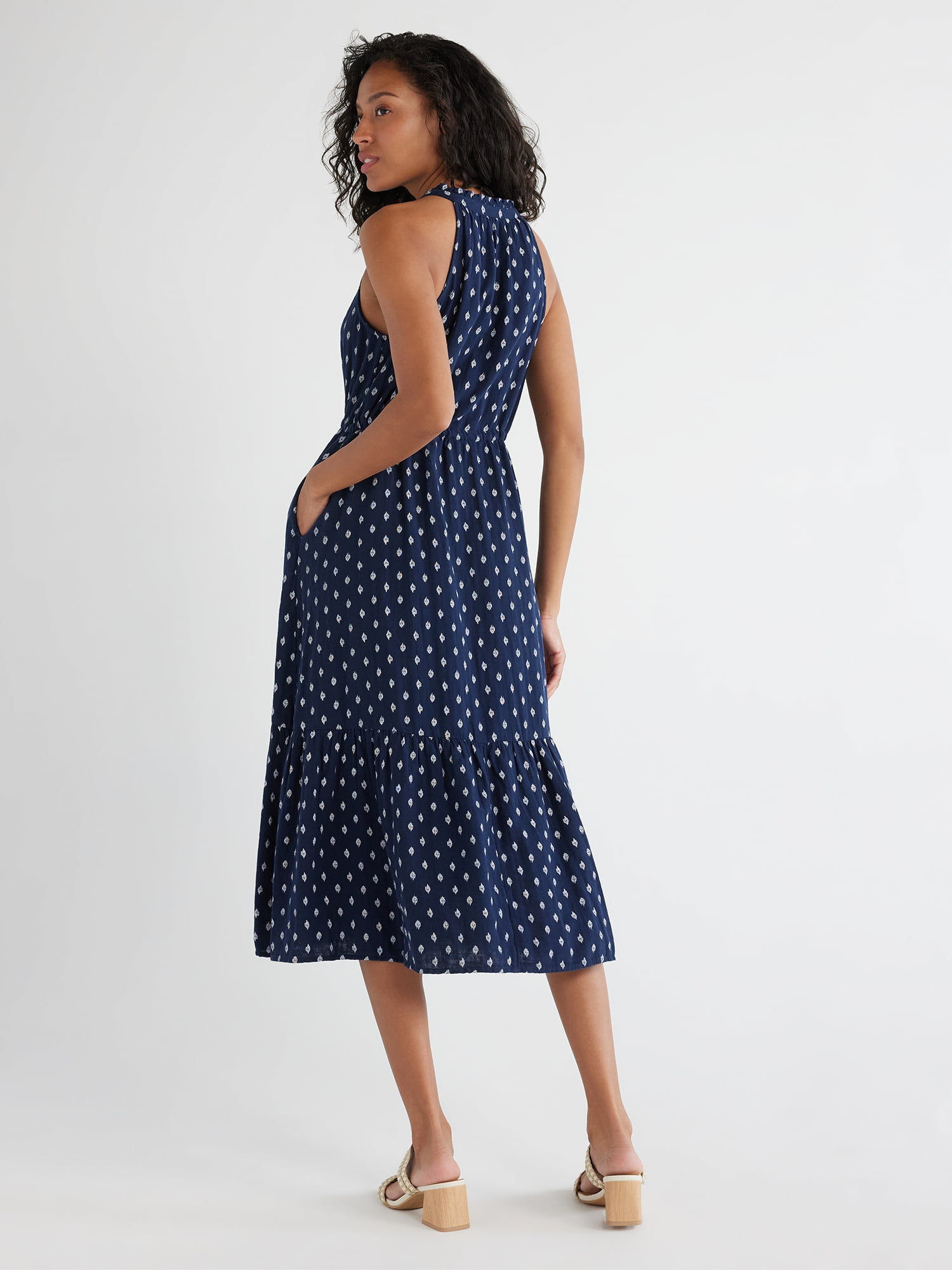 Time and Tru Women's and Women's Plus Midi Double Cloth Dress XS-4X