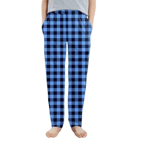 Grblisyd Halloween Pajama Pants 2025 Lounge Plus Size Plaid Plaid Pants Comfy Christmas Plaid Pajama Pants Elastic Waist Sleep Cute Bottoms With 2 Pockets Blue 100