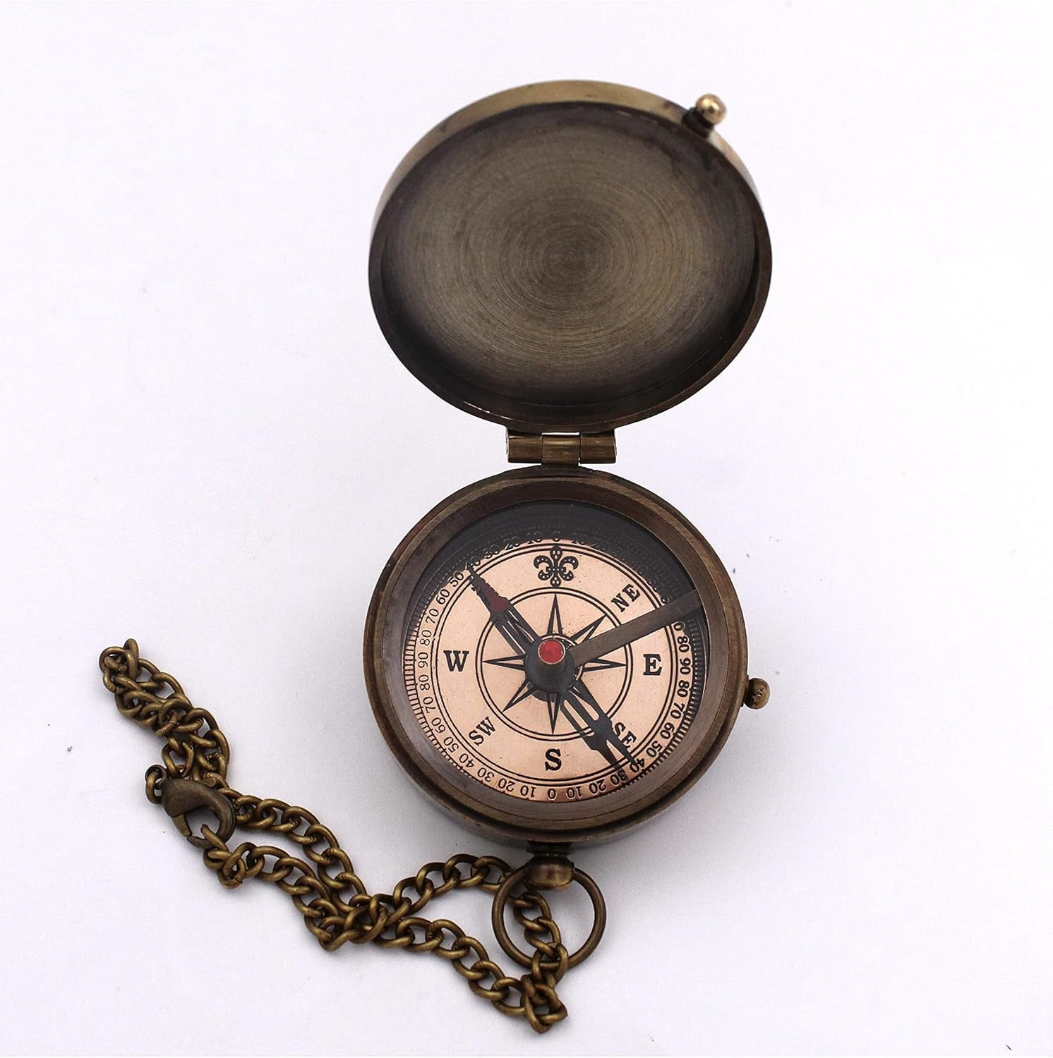 Vintage Brass Compass with Engraved Quote – “Go Confidently in The Direction of Your Dreams” – Nautical Compass with Chain & Rosewood Box – Graduation, Retirement Gift for Him or Her