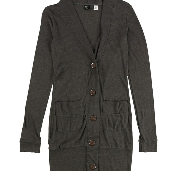 BDG Womens Heathered Front Pocket Cardigan Sweater, Grey, X-Small