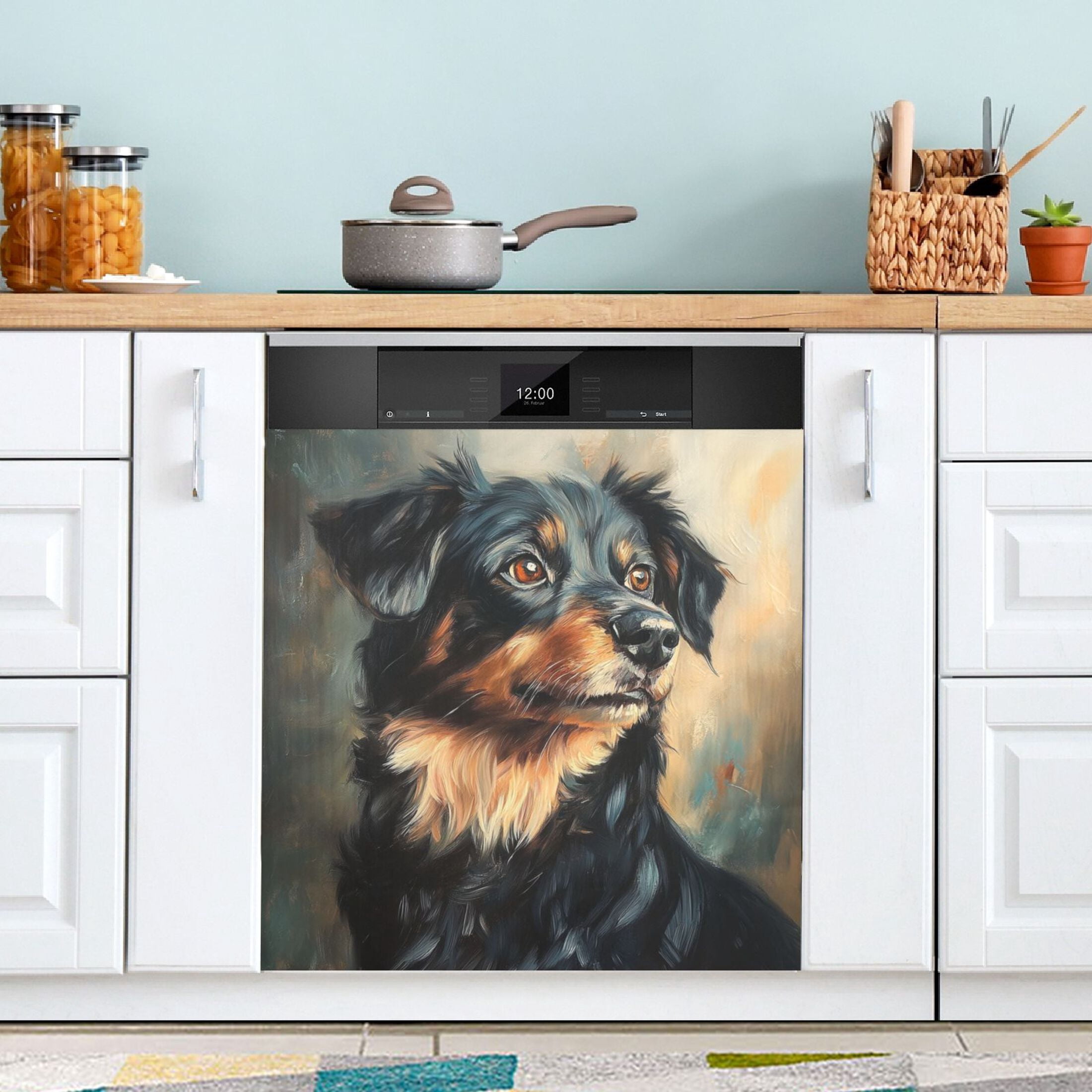 Dishwasher Magnetic Sticker 23x26 Inch Refrigerator Magnetic Sticker Washing Machine Magnetic Sticker Kitchen Panel Magnetic Sticker Home Decor Black Pretty Dog