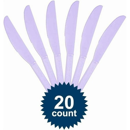 20 Pack Lavender Purple Plastic Knives Heavy Duty All Occasions Disposable
