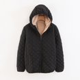 thumbnail image 4 of Chaqueta de invierno de estilo coreano, ajustada, de lana de cordero a cuadros, con capucha, gruesa y cálida, de algodón, con clip, 4 of 5