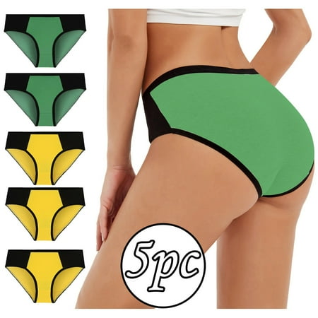

Zerlibeaful Underwear Women Patchwork Briefs Panties Underwear Knickers Bikini Underpants Solid Color Mid Waist Cotton Panties