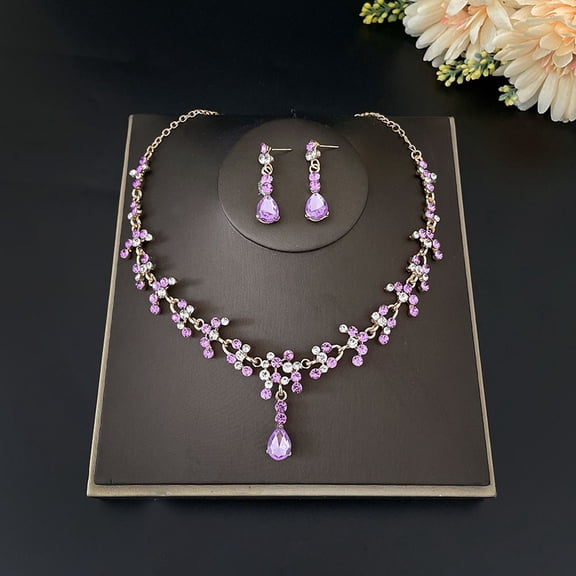 UPOUART 1 Set Prom Jewelry Set Earrings and Necklace for Women Rhinestone