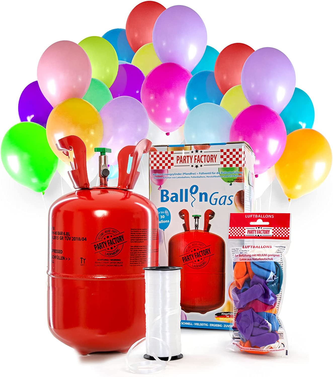 Helium Tank for up to 30 Balloons incl. Latex Balloons, Helium Cylinder