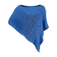 thumbnail image 6 of Women's Crochet Knit Asymmetrical Off-Shoulder Poncho Shawl, Hollow Out Lightweight Cover-Up for Beach, Pool, Parties and Casual Wear Blue Free Size, 6 of 6