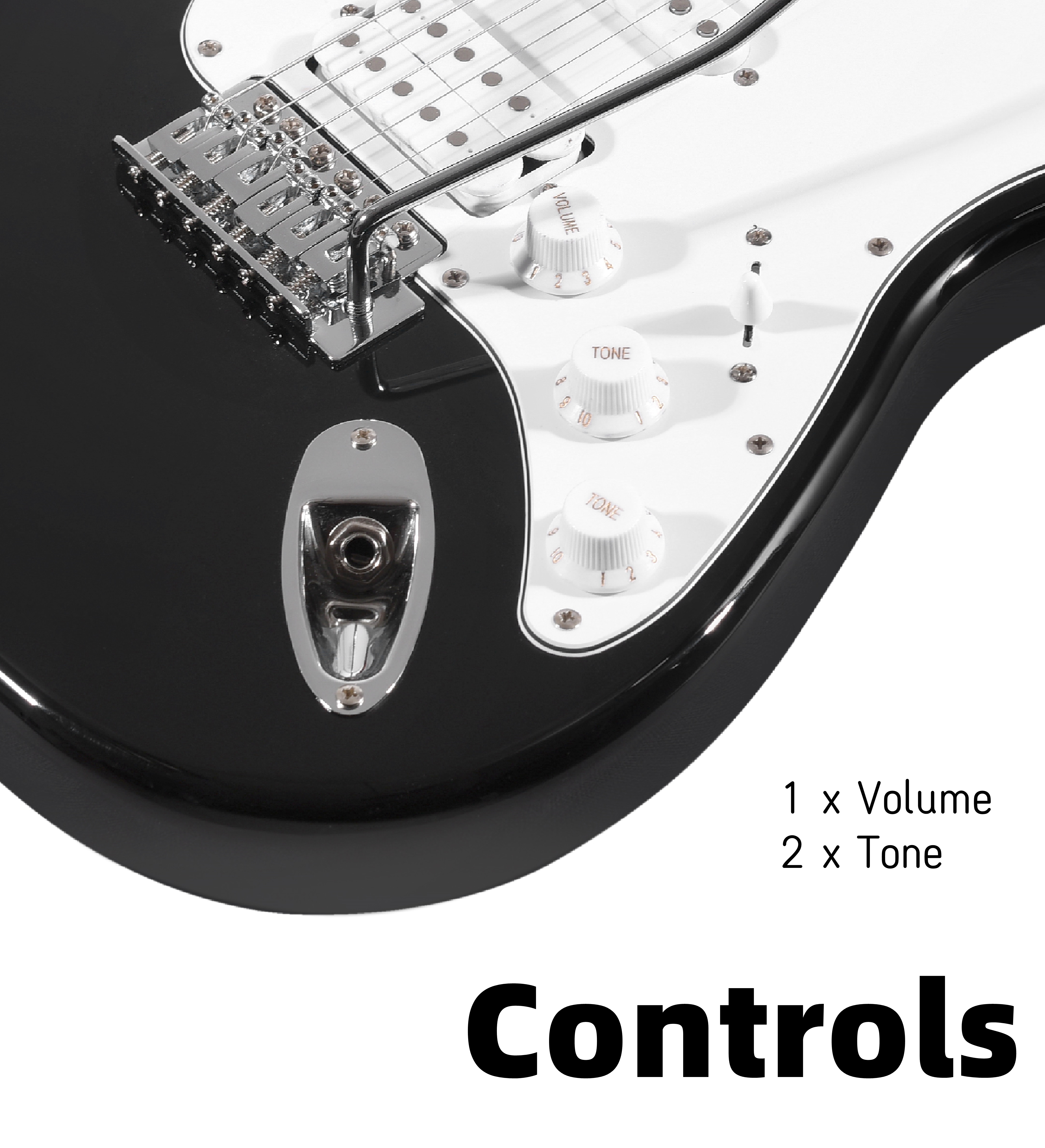 ADM 39in Full-Size Electric Guitar Beginner Kit Black photo 6