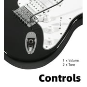 ADM Electric Guitar Solid-Wood Body 39 Beginner Guitar Kit with Amplifier, Bag, Strap, String, Tuner, Cable, Picks and Free Lesson, Black