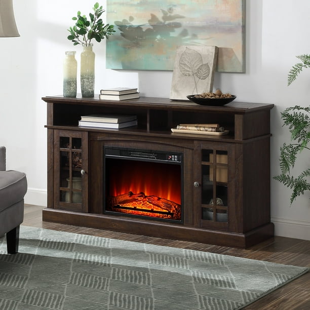 BELLEZE Fireplace TV Stand With Remote Control Console Media Shelves