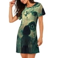 thumbnail image 2 of Lsque Eyes Watching In The Dark Pattern Nightgowns for Women Sleep Shirts Short Sleeve Nightshirt Pullover Nightdress Soft Sleepwear Relaxed Fit Nightdress, 2 of 6