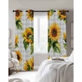 thumbnail image 3 of Sunflower Blackout Curtains 63 Inches Long, Yellow Sunflower Floral Green Leaf Light Grey Buffalo Plaid 2 Panels, Thermal Insulated Room Darkening Drapes with Grommets, 42W x 63L Each Panel, 3 of 9