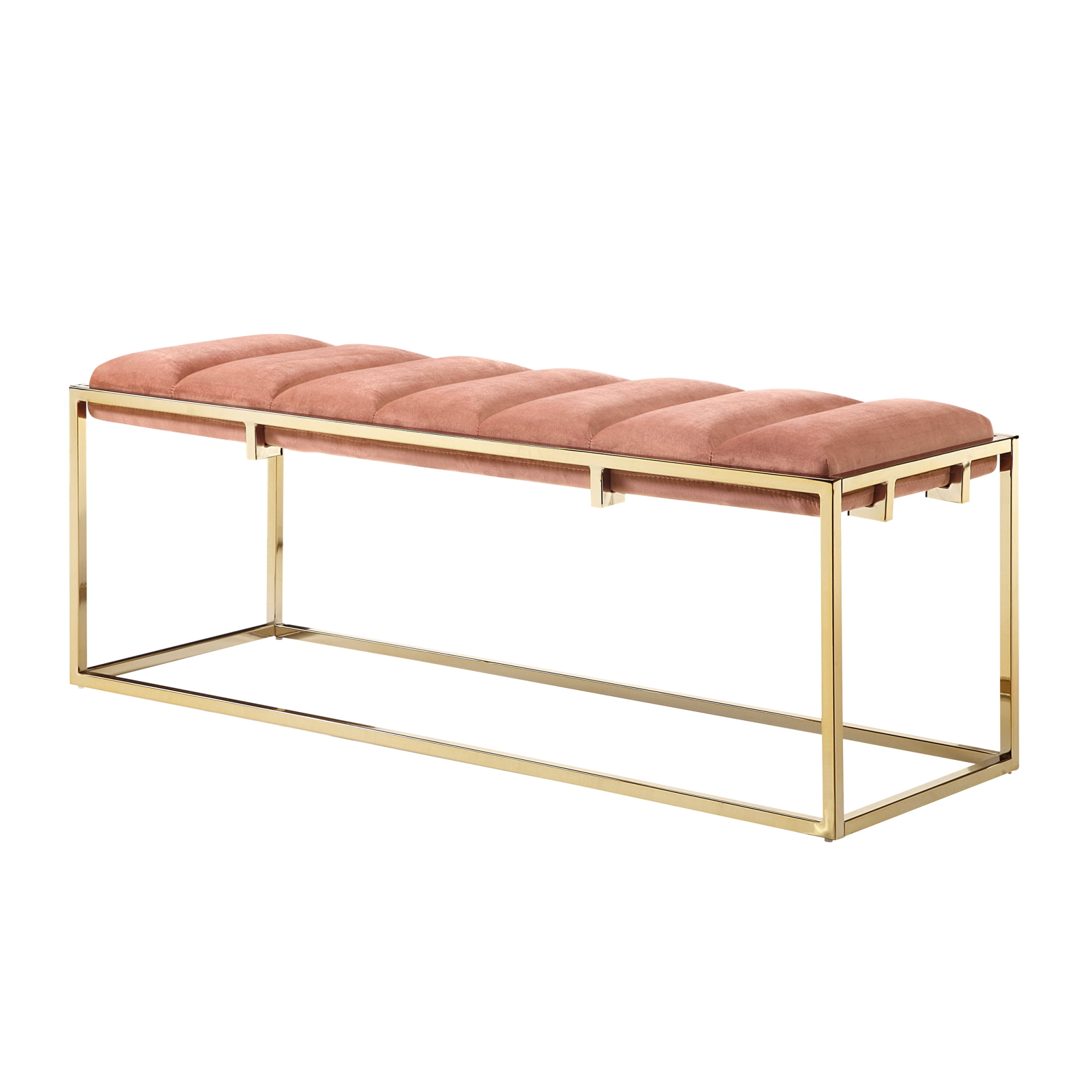 Nicole Miller New York Tristian Velvet Bench, Blush/Gold