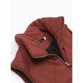 thumbnail image 5 of Gureui Women Sleeveless Winter Warm Vest, Solid Color Stand Collar Padded Zipper Up Side Pockets Gilet Quilted Puffer Wild Fashion Jacket Vest, 5 of 9