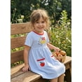 thumbnail image 5 of BemeyourBBs Kids Toddler Baby Girl 100 Dyas Back To School Dress Outfit Letter Apple Embroidery Stripe Short Sleeve Dress Toddler Summer Fall Casual Dress, 5 of 9