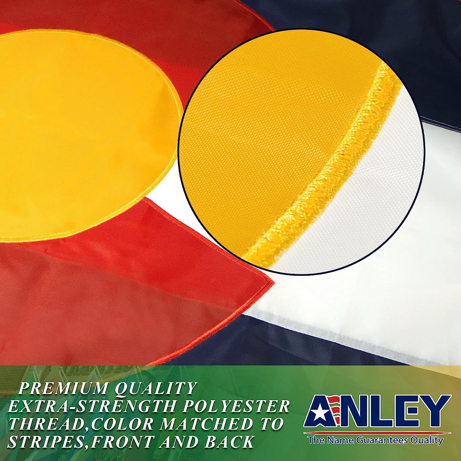 (2 pack) Anley EverStrong Series Colorado State Flag 3x5 Foot - Embroidery and Heavy Duty Canvas Header - Colorado CO Banner Flags