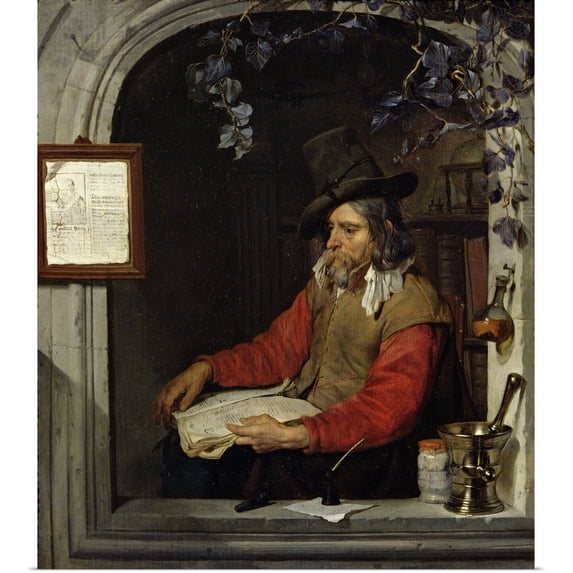 Great BIG Canvas | Rolled Gabriel (1629-1667) Metsu Poster Print entitled The Apothecary or, The Chemist