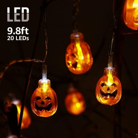 TORCHSTAR 9.8ft 20 LEDs Outdoor Halloween Decorative String Lights with Round Pumpkins Pendants, Holiday Christmas String