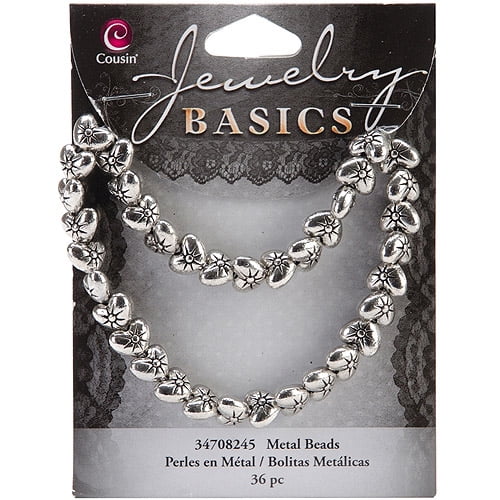 Jewelry Basics Metal Beads, 9mm, 36pk, Silver, Puffed Heart