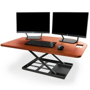 Stand Steady X-Elite Pro | Premier Corner Standing Desk Converter | Extra Large 40 Inch Sit to Stand Desk | Fully Assembled | Height Adjustable Desk Converter for Cubicles and L-Shaped Desks (Cherry)