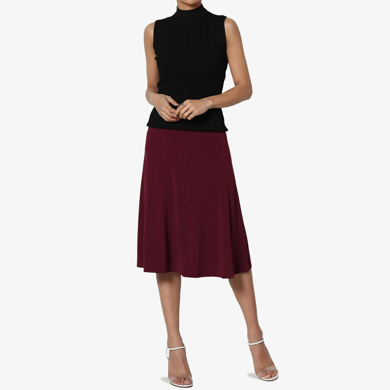 Skpblutn A Line High Waisted Solid Polyester Skirt, (Women's)