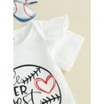 thumbnail image 5 of Baby Girl Baseball Outfits Funny Letter Short Sleeve Romper +Baseball Bubble Shorts +Headband Set 3Pcs Summer Outfits, 5 of 7