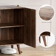 thumbnail image 6 of AVAWING Wave Fluted Cabinet with Storage, 4 Doors Sideboard Buffet, Modern Accent Cabinet, Brown, 6 of 7