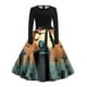 thumbnail image 3 of Vestido Estilo Camiseta Retro Con Estampado de Halloween Para Mujer | Casual, Manga Larga, Cuello Redondo, 3 of 3