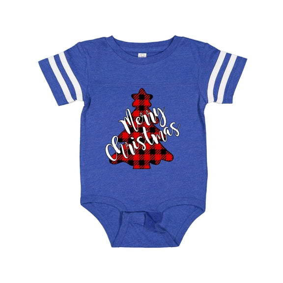 Inktastic Red Buffalo Plaid Christmas Tree Boys or Girls Baby Bodysuit