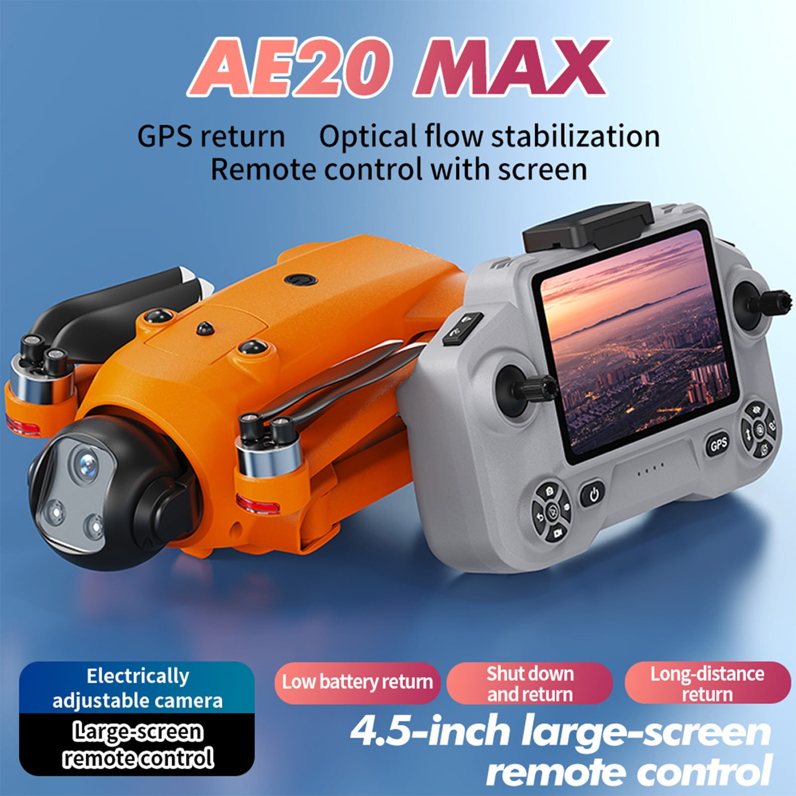 HCBY GPS Drone with 5.9-Inch Screen Remote - 2K+1080P Dual Camera, 1000m Range, 20-Min Flight & Airdrop Function for Teens (360° Obstacle Avoidance, 5G Transmission, Ages 14+)